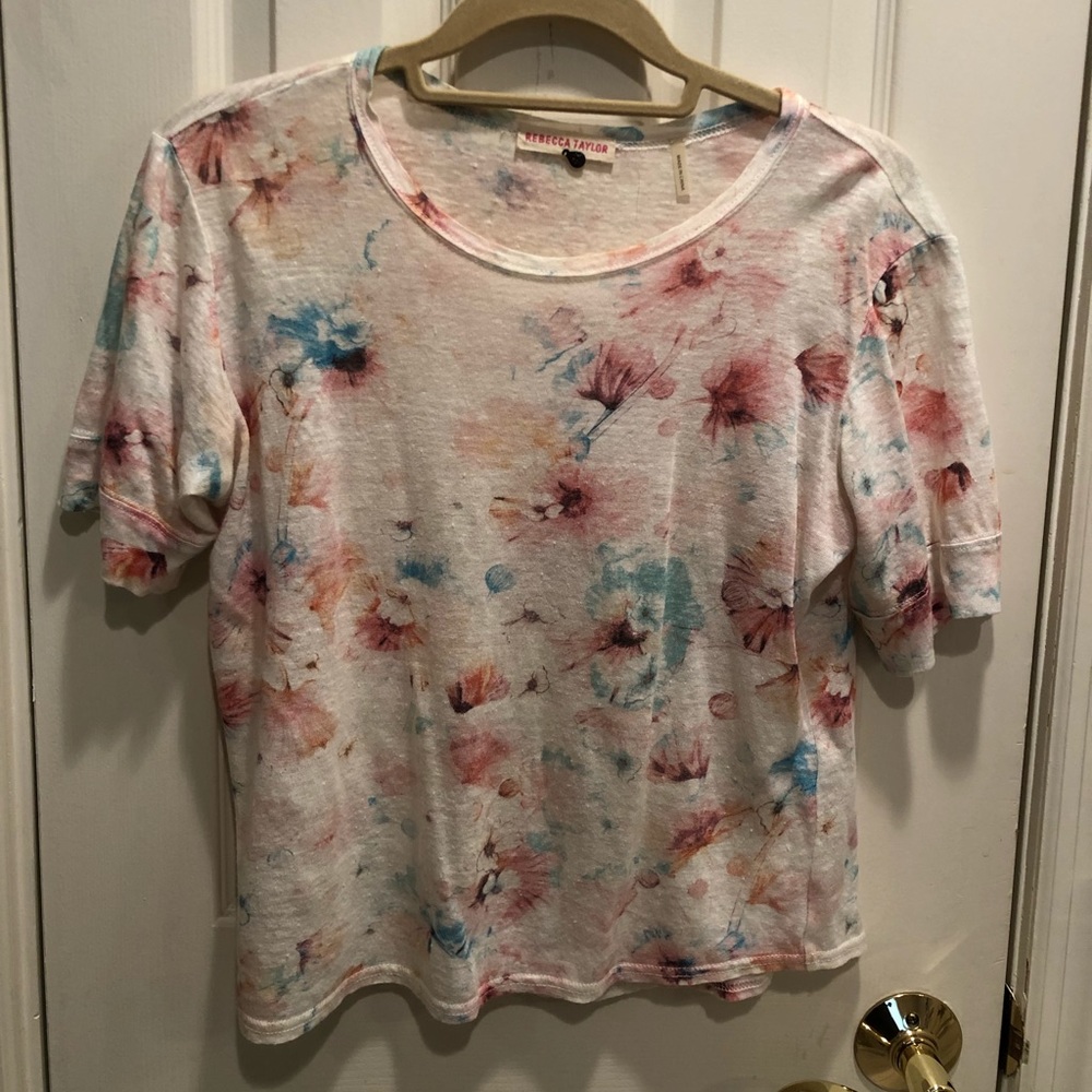 Rebecca Taylor Short Sleeve Floral Top